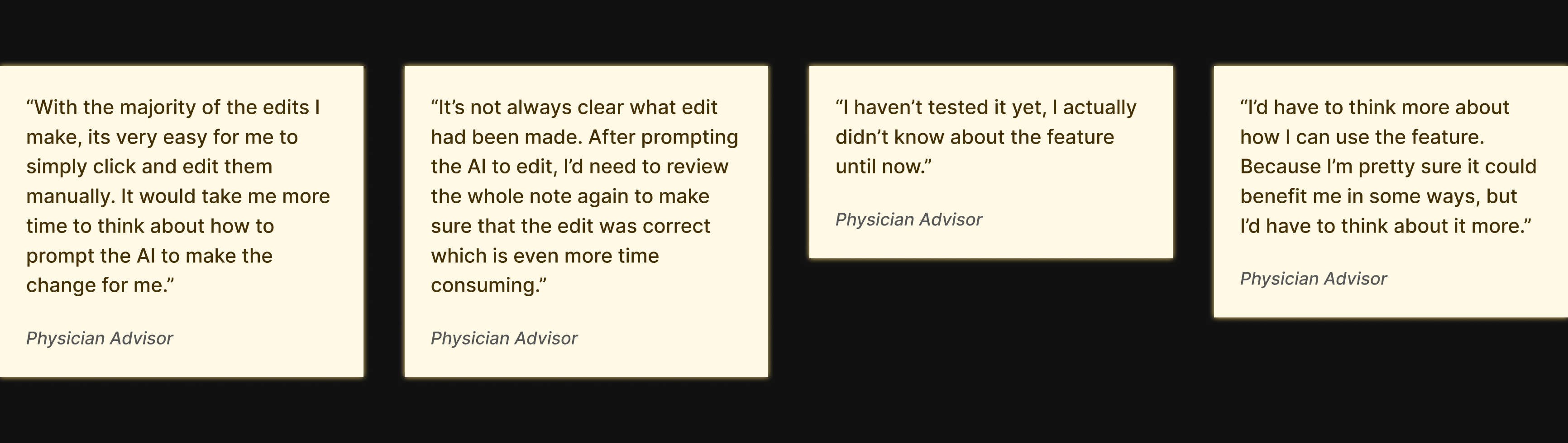 Insights gathered during interviews with paid physician advisors